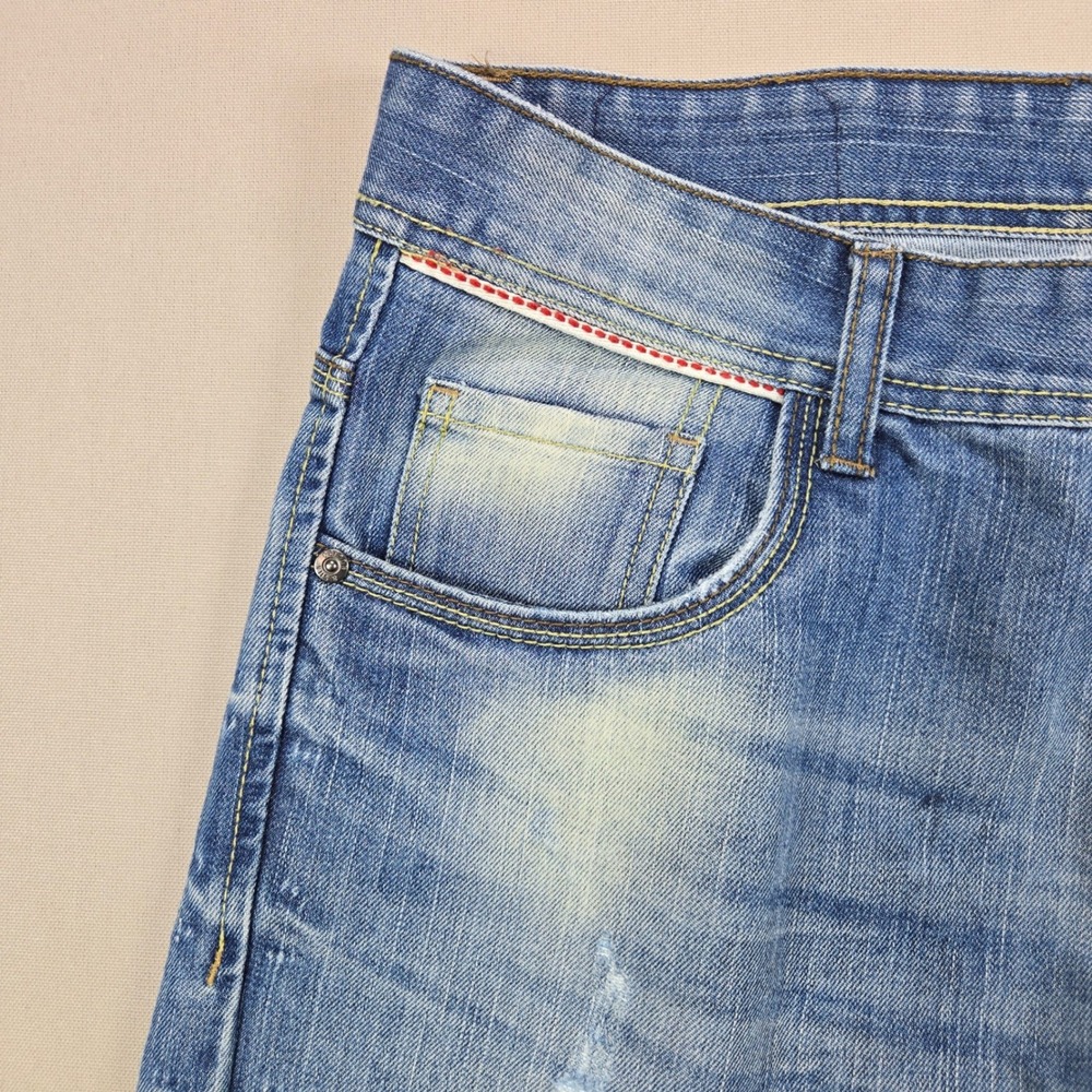 Cotton & Silk Jeans Distressed Straight Leg Medium Wash Blue Mens Size 50 IT - Picture 7 of 15